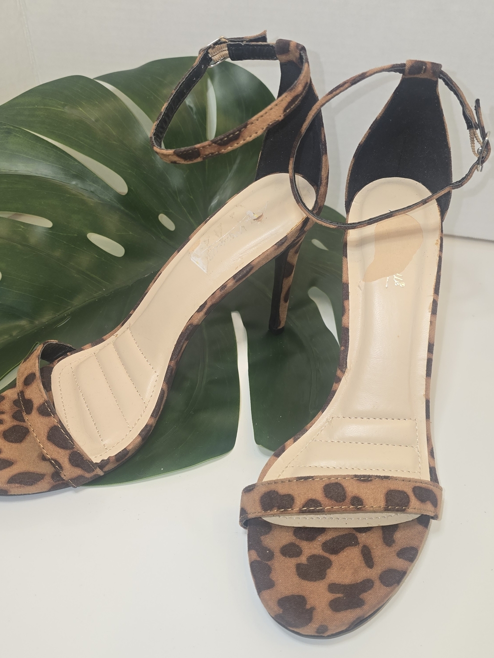 BCBGMaxAzria Leopard Print Ankle-Strap Stiletto Sandals - Tan & Dark Brown